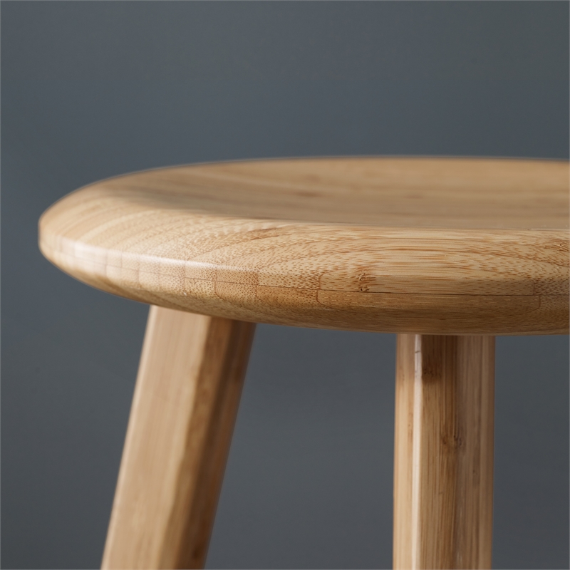 Maklaine Set of 2 Bamboo Bar Height Stools with Steel Footrest in Golden