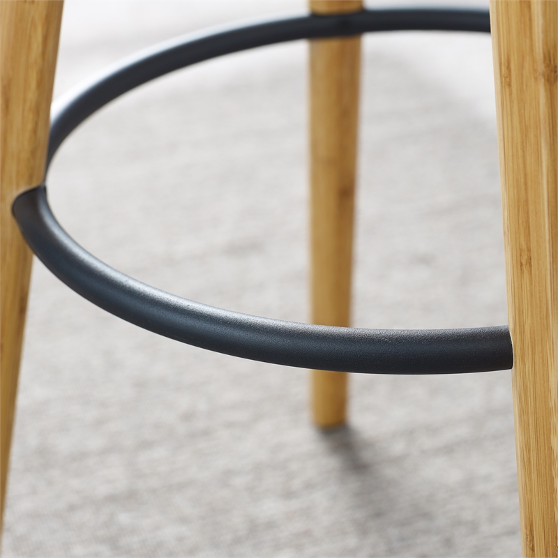 Maklaine Set of 2 Bamboo Bar Height Stools with Steel Footrest in Golden