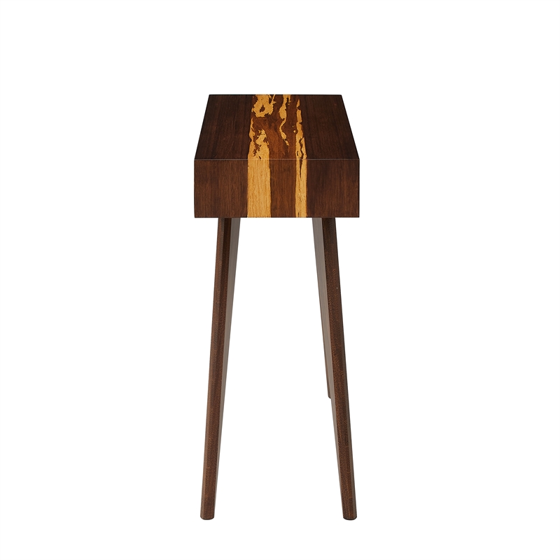 Maklaine Solid Bamboo Console Table with Storage Cubbies in Burgundy