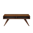 Maklaine Solid Bamboo Coffee Table with Storage Cubbies in Burgundy
