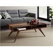 Maklaine Solid Bamboo Coffee Table with Storage Cubbies in Burgundy