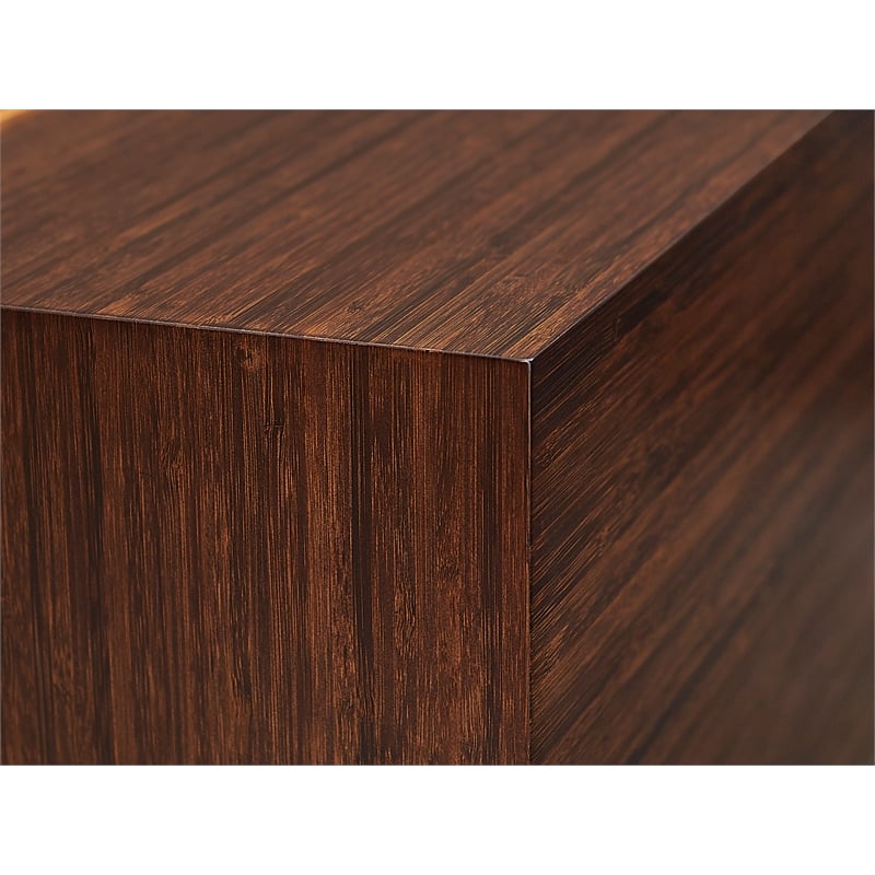 Maklaine Solid Bamboo Square Storage Coffee Table in Burgundy