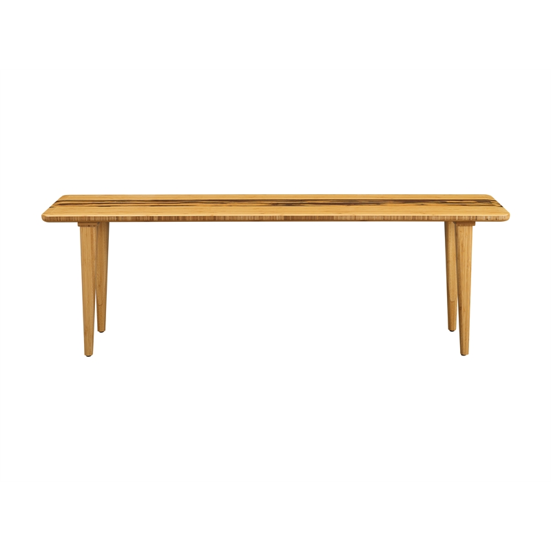 Maklaine Solid Bamboo Entryway Bench with Tiger Accents in Golden