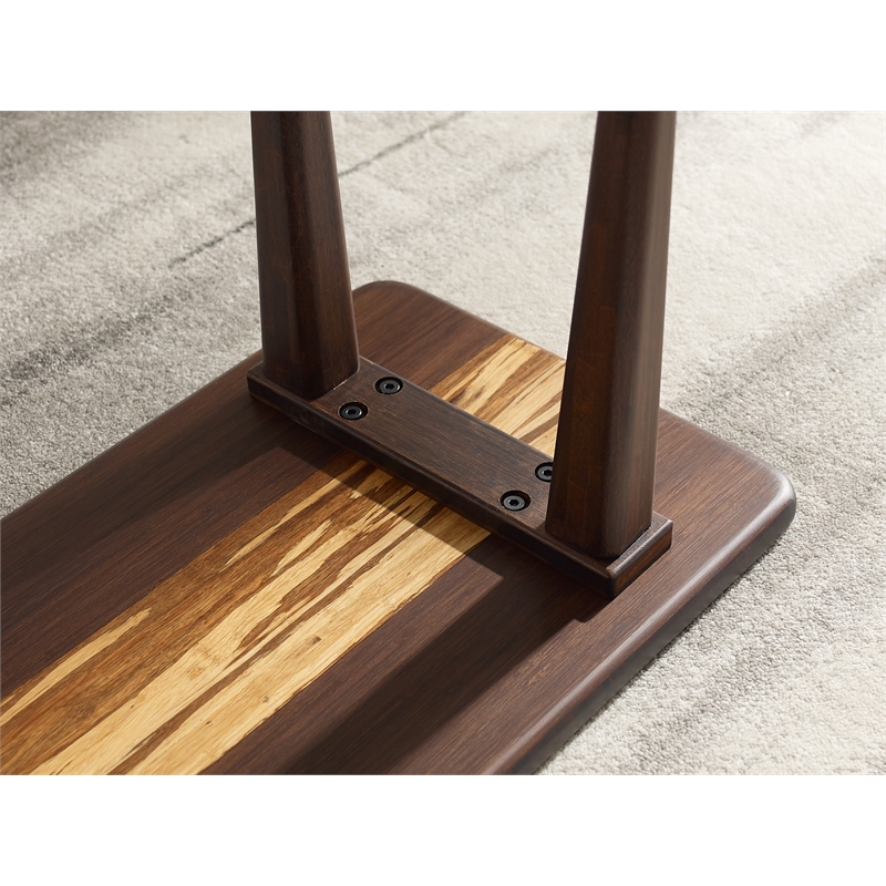 Maklaine Solid Bamboo Entryway Bench with Tapered Legs in Burgundy