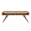 Maklaine Solid Bamboo Coffee Table with Storage Cubbies in Golden