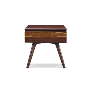 Maklaine Solid Bamboo Nightstand with Soft Close Drawer in Burgundy