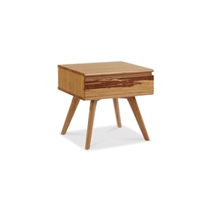 Maklaine Bamboo Nightstand with Tiger Drawer Front in Golden Finish
