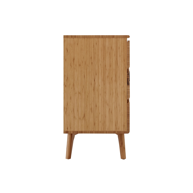 Maklaine 6 Drawer Bamboo Double Dresser with Tiger Accents in Golden