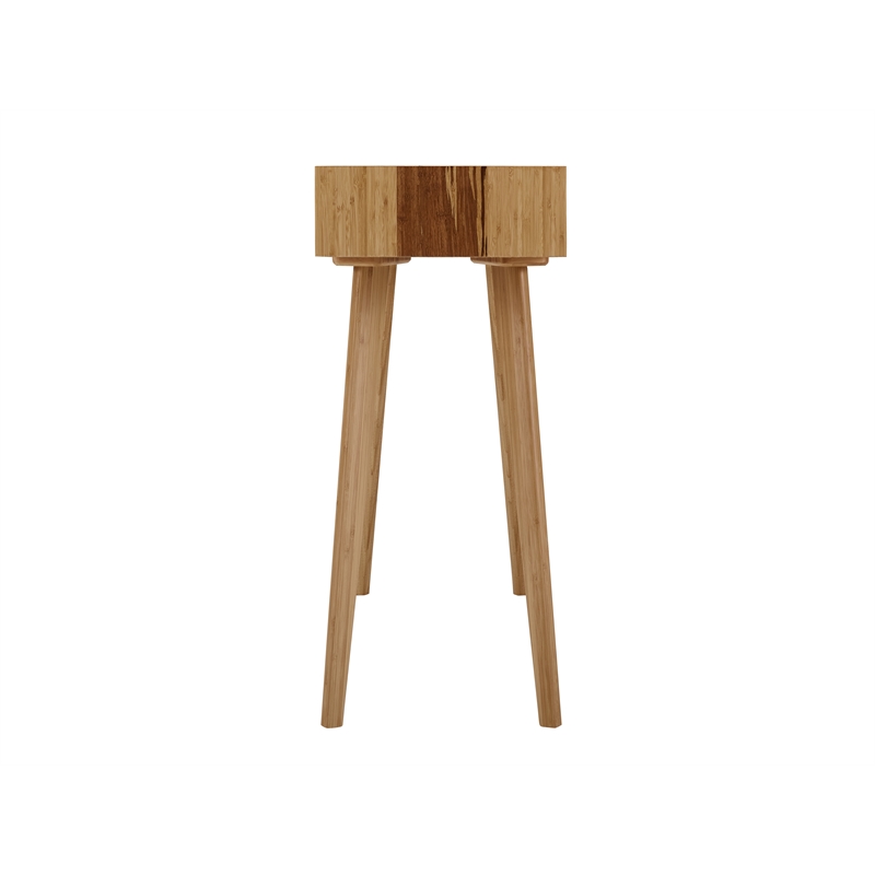 Maklaine Solid Bamboo Console Table with Storage Cubbies in Golden