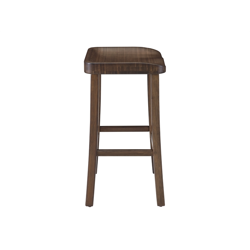 Maklaine Set of 2 Solid Bamboo Counter Height Stools in Coffee