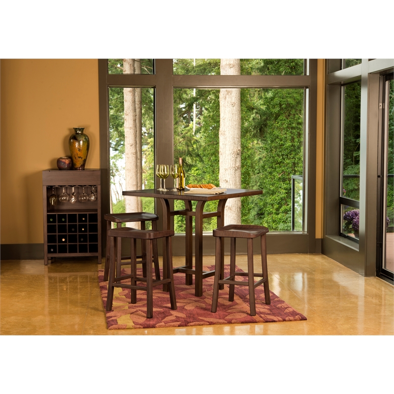 Maklaine Set of 2 Solid Bamboo Counter Height Stools in Coffee