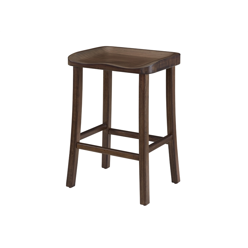 Maklaine Set of 2 Solid Bamboo Counter Height Stools in Coffee