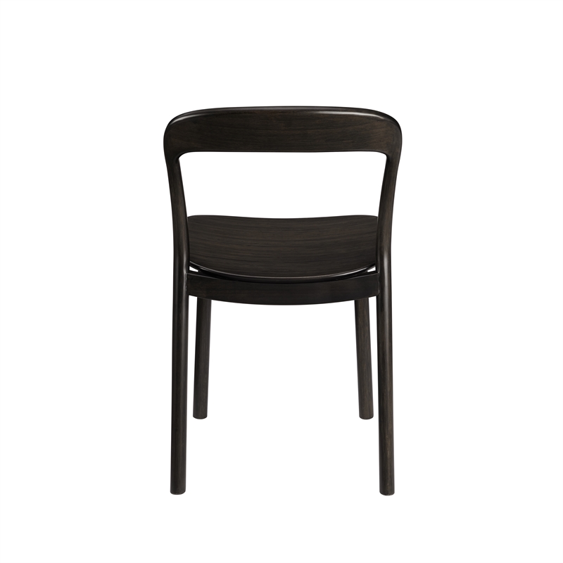 Maklaine Solid Bamboo Dining Chair with Curved Seat in Charcoal