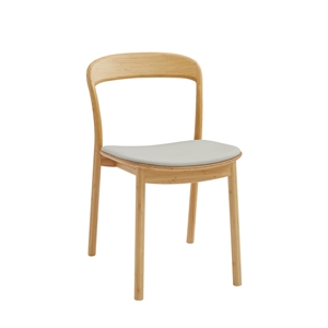 Maklaine Set of 2 Bamboo Chairs with Top-Grain Leather Seats in Sand