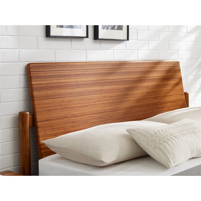 Maklaine Queen Bamboo Platform Bed with Low Footboard in Copper