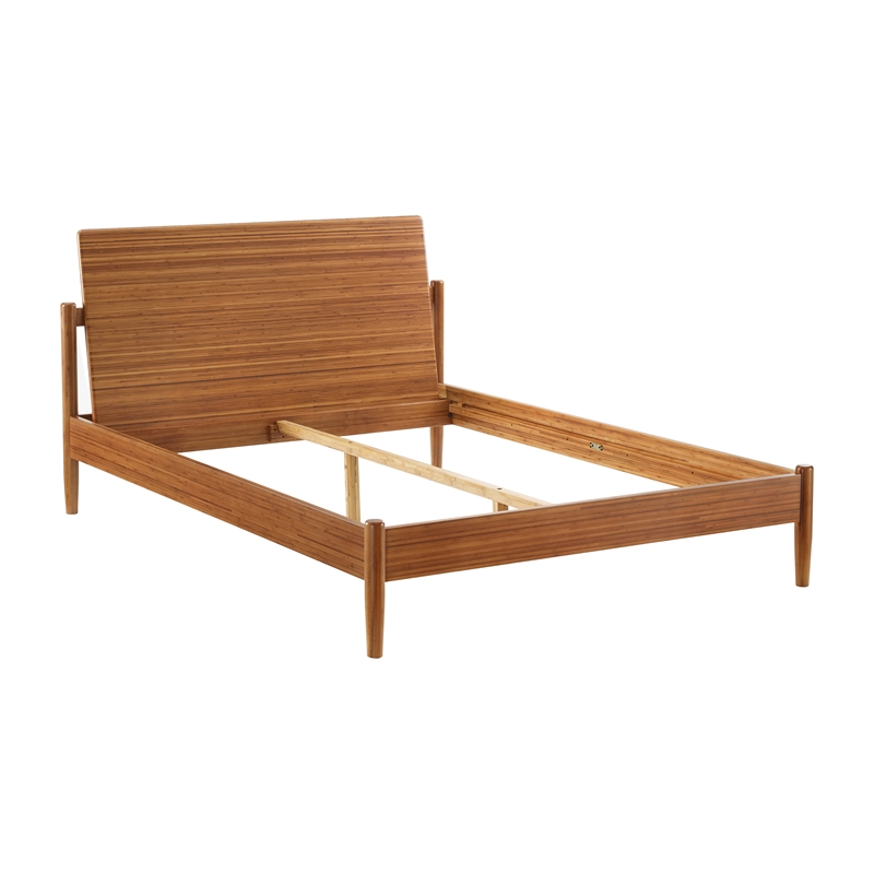 Maklaine Queen Bamboo Platform Bed with Low Footboard in Copper