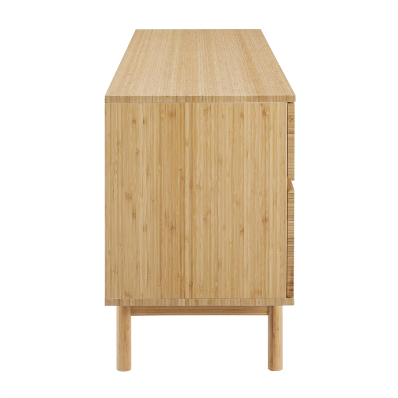 Maklaine 4 Drawer Bamboo Double Dresser with Soft Close Glides in Sand