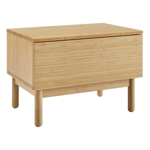 Maklaine 1 Drawer Bamboo Nightstand with Touch Latch Drawer in Sand