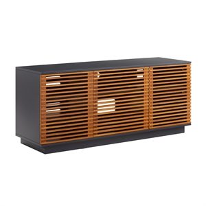 Maklaine 64&quot Bamboo Media Center with 3 Louvered Doors in Copper