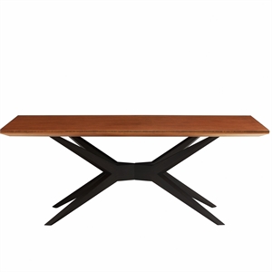 Maklaine Solid Bamboo 2-Tone Dining Table in Copper and Charcoal