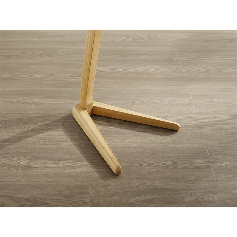 Maklaine Modern Solid Bamboo Side Table with Open Base in Sand