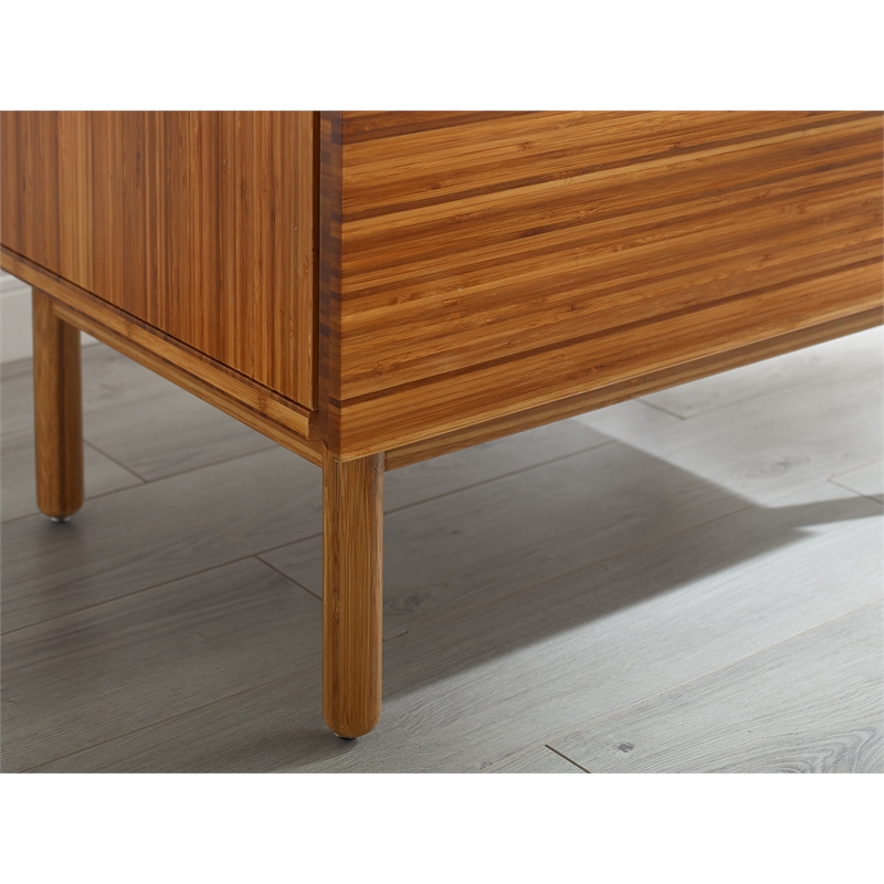 Maklaine 1 Drawer Bamboo Nightstand with Touch Latch in Copper