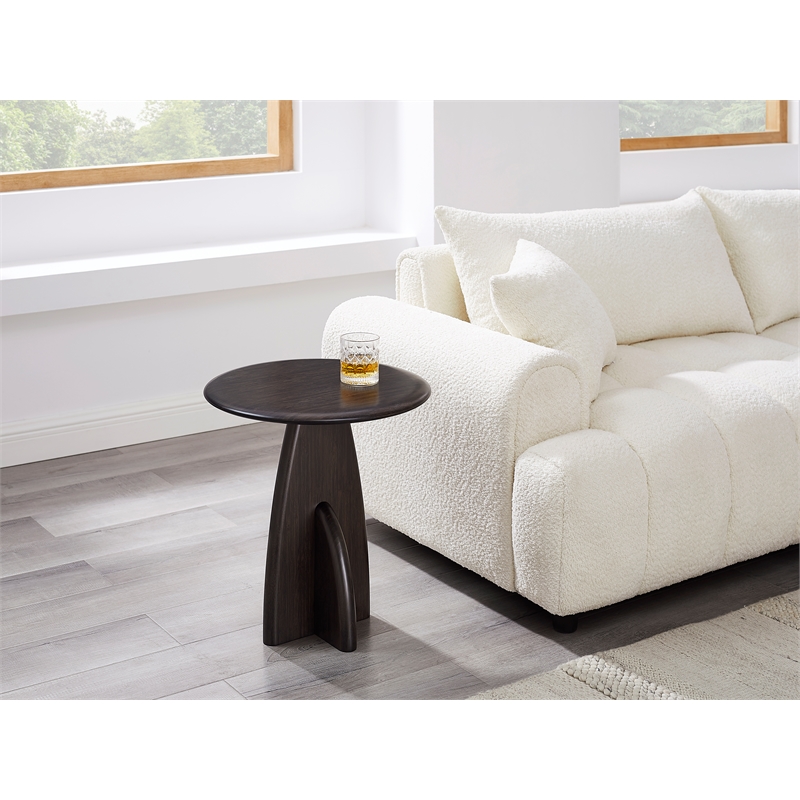 Maklaine Minimalist Solid Bamboo Side Table in Charcoal Finish