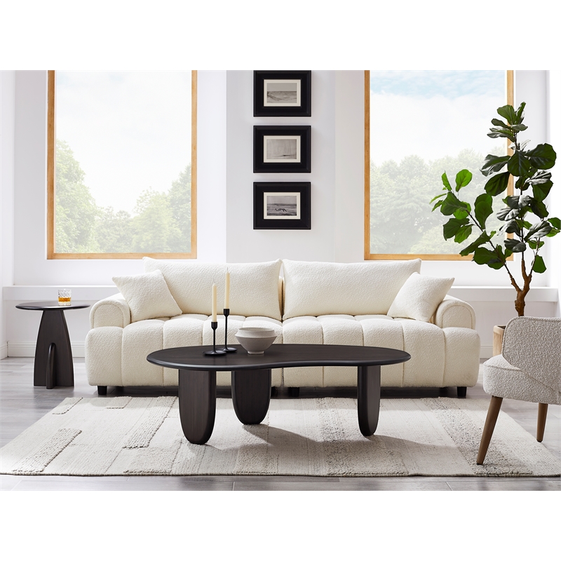 Maklaine Minimalist Solid Bamboo Side Table in Charcoal Finish