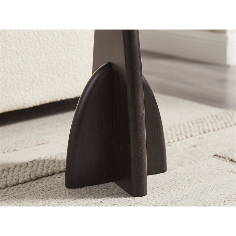 Maklaine Minimalist Solid Bamboo Side Table in Charcoal Finish