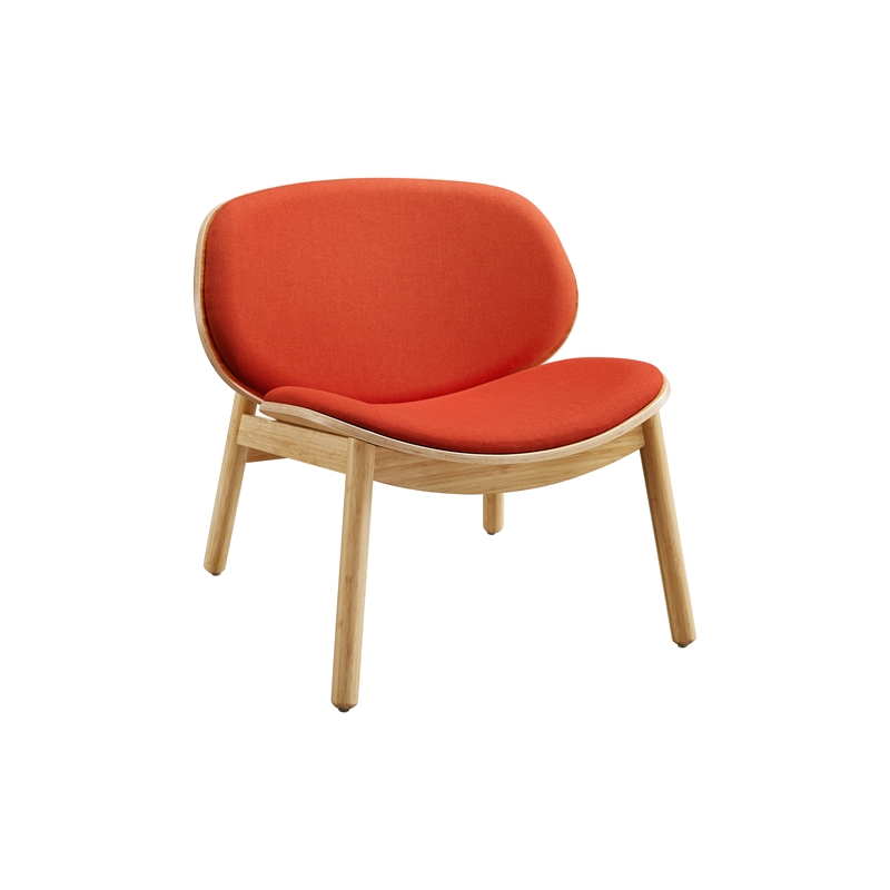 Maklaine Bamboo Lounge Chair with Upholstered Seat in Sand-Red