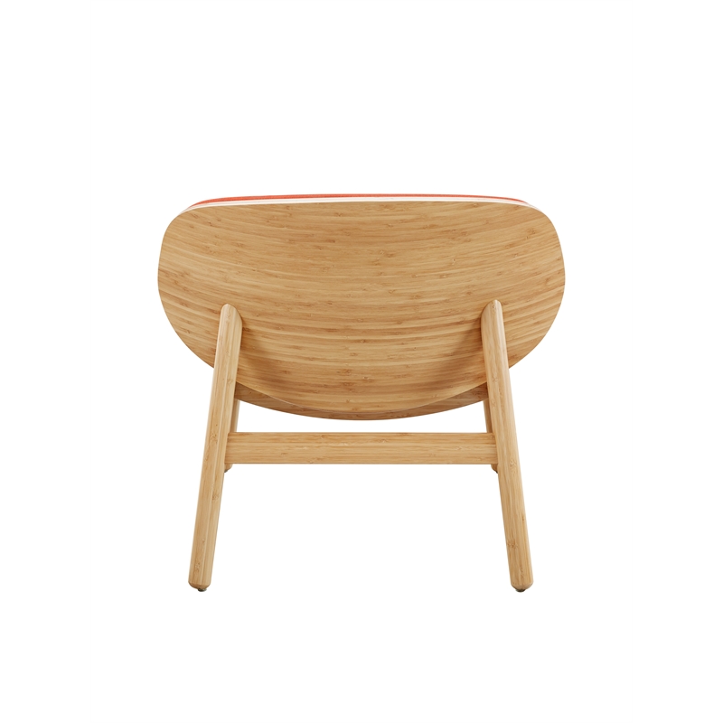 Maklaine Bamboo Lounge Chair with Upholstered Seat in Sand-Red