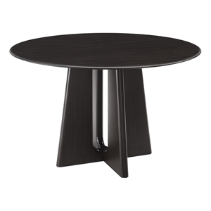 Maklaine 48&quot Round Solid Moso Bamboo Dining Table in Charcoal