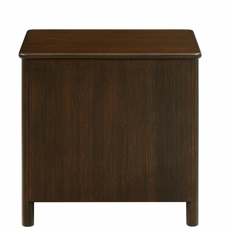 Maklaine Premium Solid Bamboo Nightstand with Soft Close Drawer in Coffee