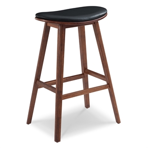Maklaine Set of 2 Leather Exotic Bamboo Counter Stools in Chestnut