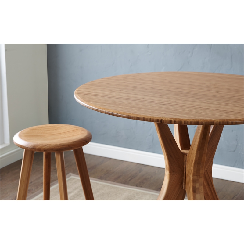 Maklaine Solid Moso Bamboo Bar Height Dining Table in Golden Finish