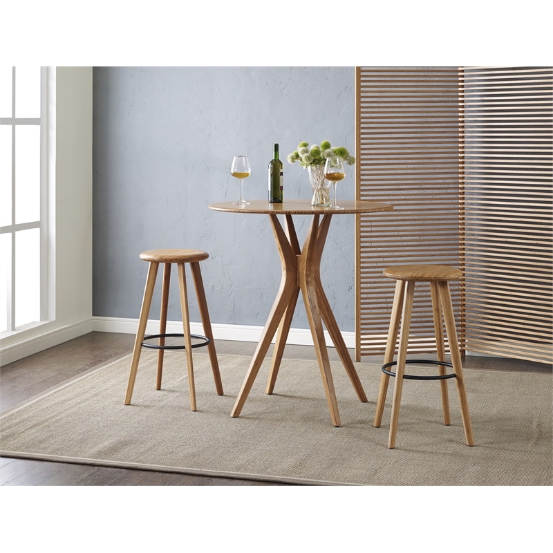 Maklaine Solid Moso Bamboo Bar Height Dining Table in Golden Finish
