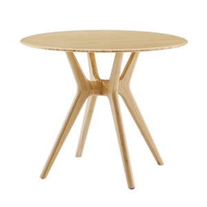 Maklaine 36&quot Round Solid Bamboo Dining Table in Sand Wheat Finish