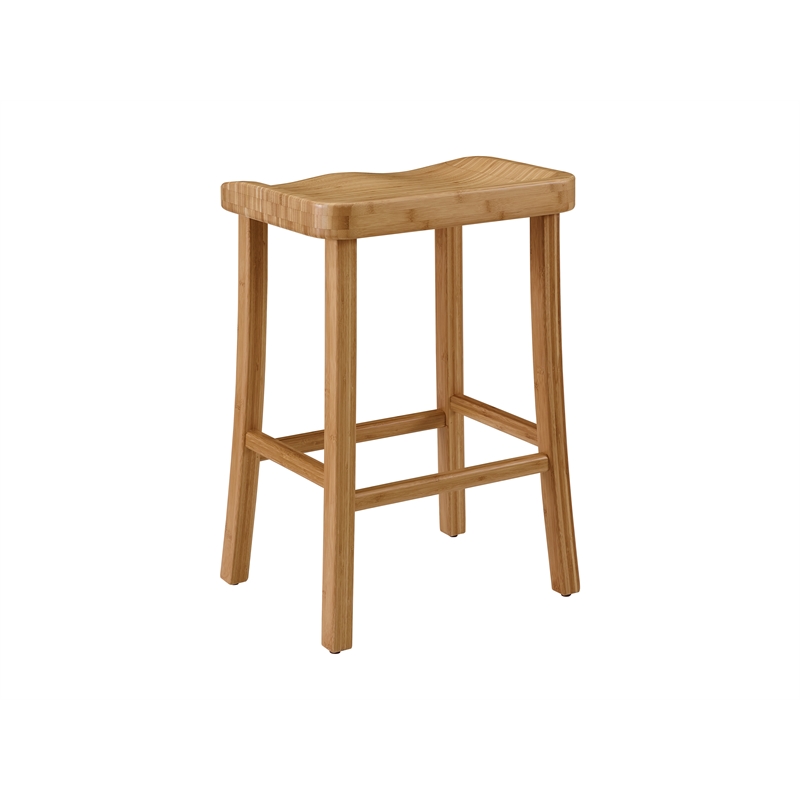 Maklaine Set of 2 Solid Moso Bamboo Bar Height Stools in Golden