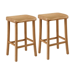 Maklaine Set of 2 Solid Moso Bamboo Bar Height Stools in Golden