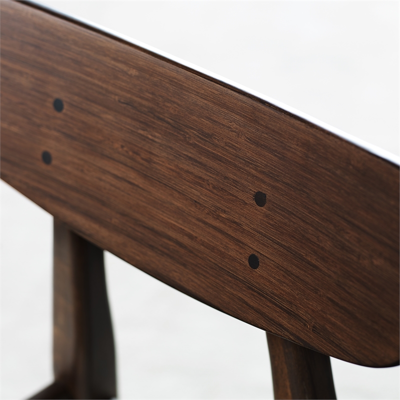 Maklaine Set of 2 Bamboo Dining Chairs with Tapered Legs in Burgundy