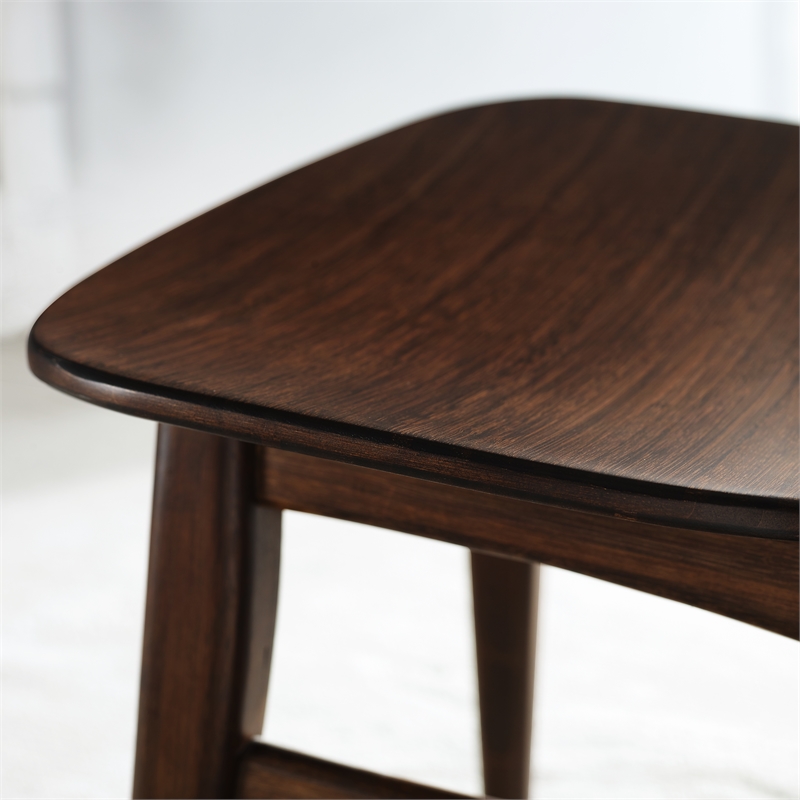 Maklaine Set of 2 Bamboo Dining Chairs with Tapered Legs in Burgundy