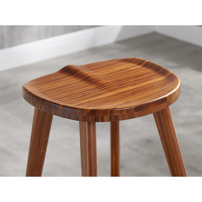 Maklaine Set of 2 Bamboo Counter Stools with Tractor Seats in Copper