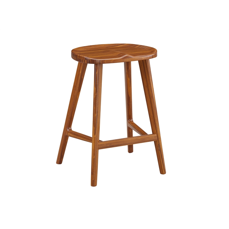 Maklaine Set of 2 Bamboo Counter Stools with Tractor Seats in Copper
