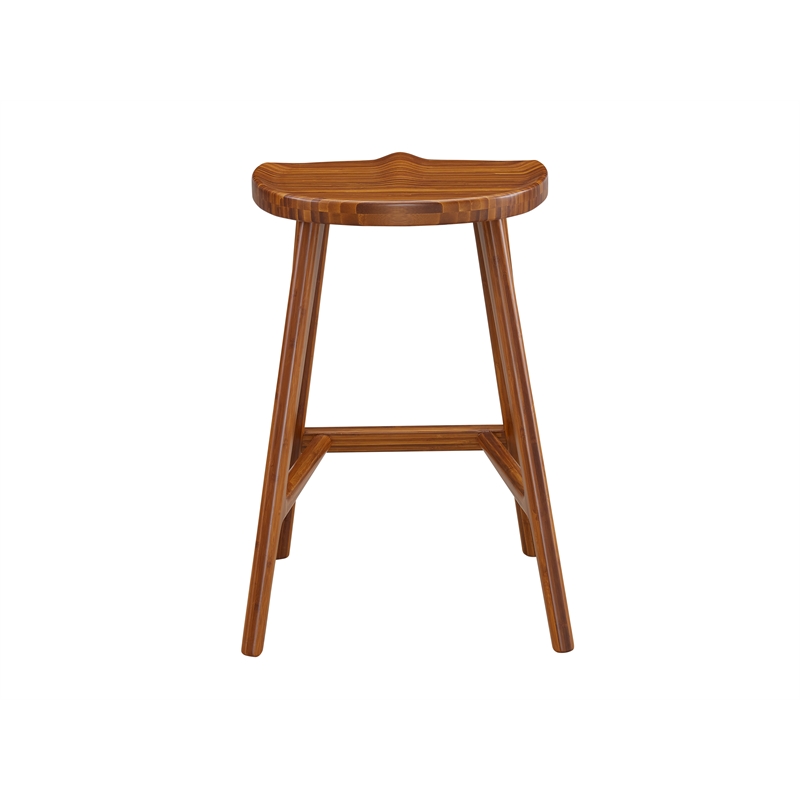 Maklaine Set of 2 Bamboo Counter Stools with Tractor Seats in Copper