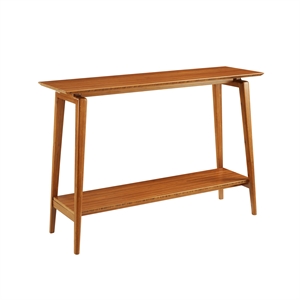 Maklaine 2-Tier Solid Bamboo Console Table with Splayed Legs in Copper