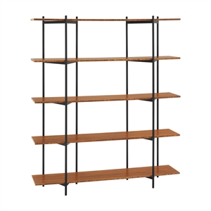 Maklaine 5 Shelf Bamboo and Steel Wide Shelving Unit in Copper