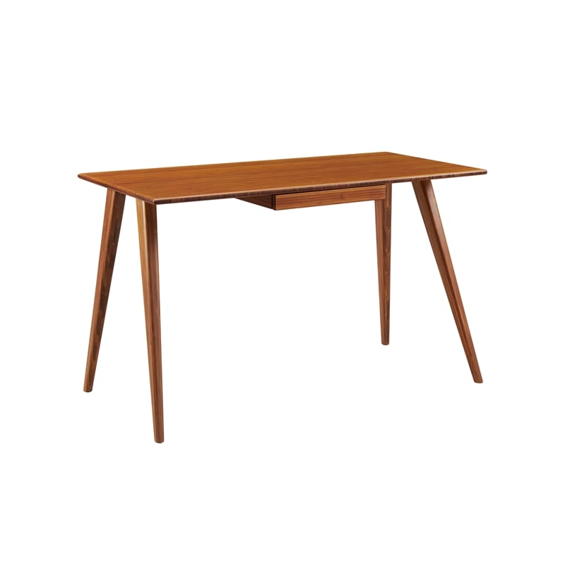 Maklaine Solid Bamboo Writing Desk with Pencil Drawer in Copper