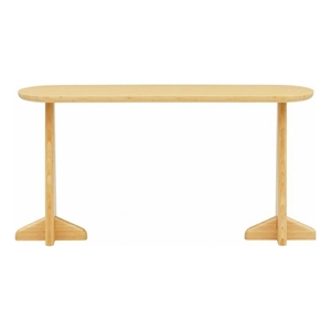 Maklaine Premium Solid Bamboo Entryway Console Table in Sand Finish