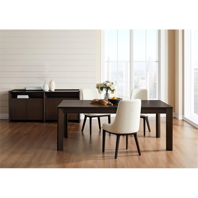Maklaine Premium Solid Bamboo Fully Assembled Sideboard in Coffee