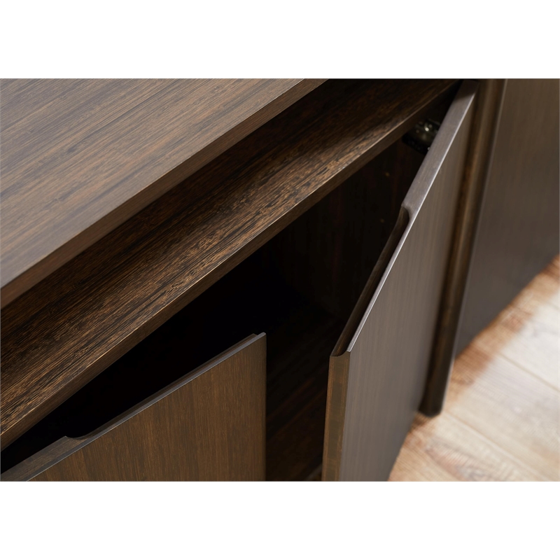 Maklaine Premium Solid Bamboo Fully Assembled Sideboard in Coffee